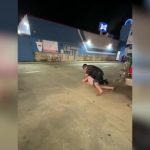 Bystander video frame from KLFY: Lafayette police officer takes down a 16-year-old during an arrest