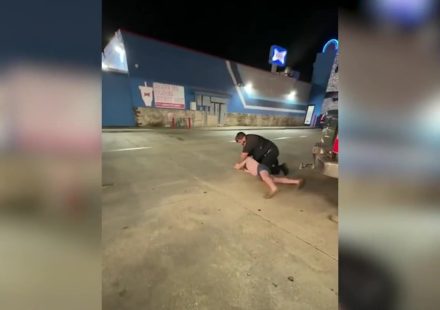 Bystander video frame from KLFY: Lafayette police officer takes down a 16-year-old during an arrest