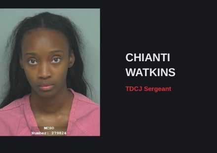 Booking photo of TDCJ Sgt. Chianti Watkins, Montgomery County Sheriff's Office