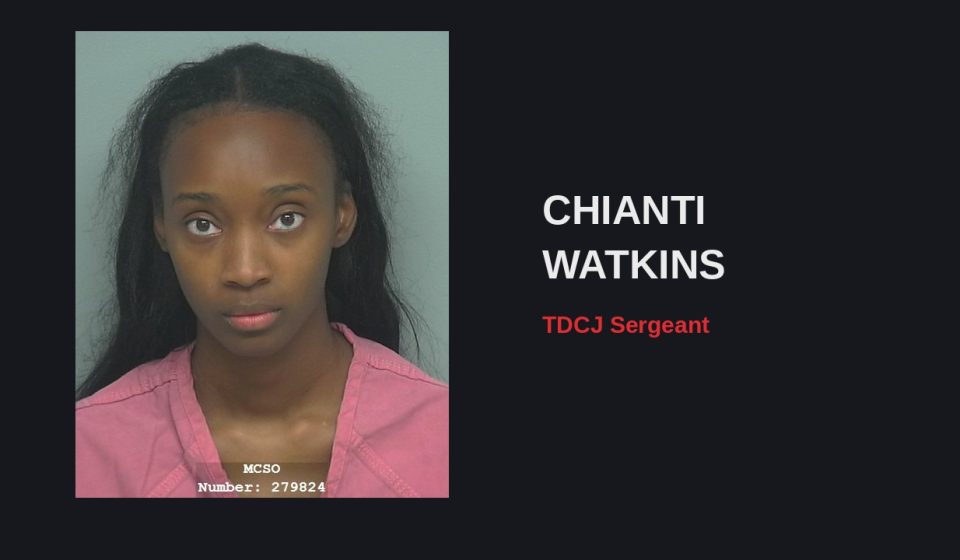 Booking photo of TDCJ Sgt. Chianti Watkins, Montgomery County Sheriff's Office